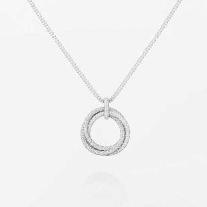 [Angela Jewelry]TRINITY LARGE FULL DIAMOND  NECKLACE