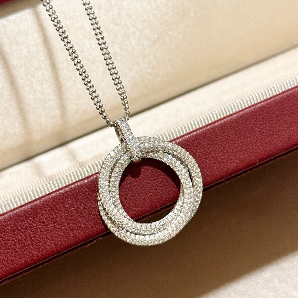 [Angela Jewelry]TRINITY LARGE FULL DIAMOND  NECKLACE
