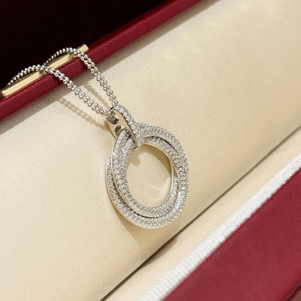 [Angela Jewelry]TRINITY LARGE FULL DIAMOND  NECKLACE