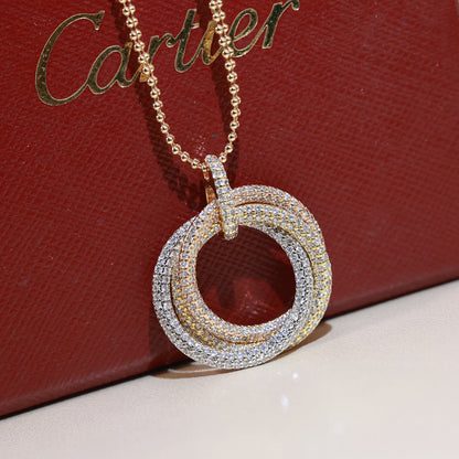 [Angela Jewelry]TRINITY LARGE FULL DIAMOND  NECKLACE