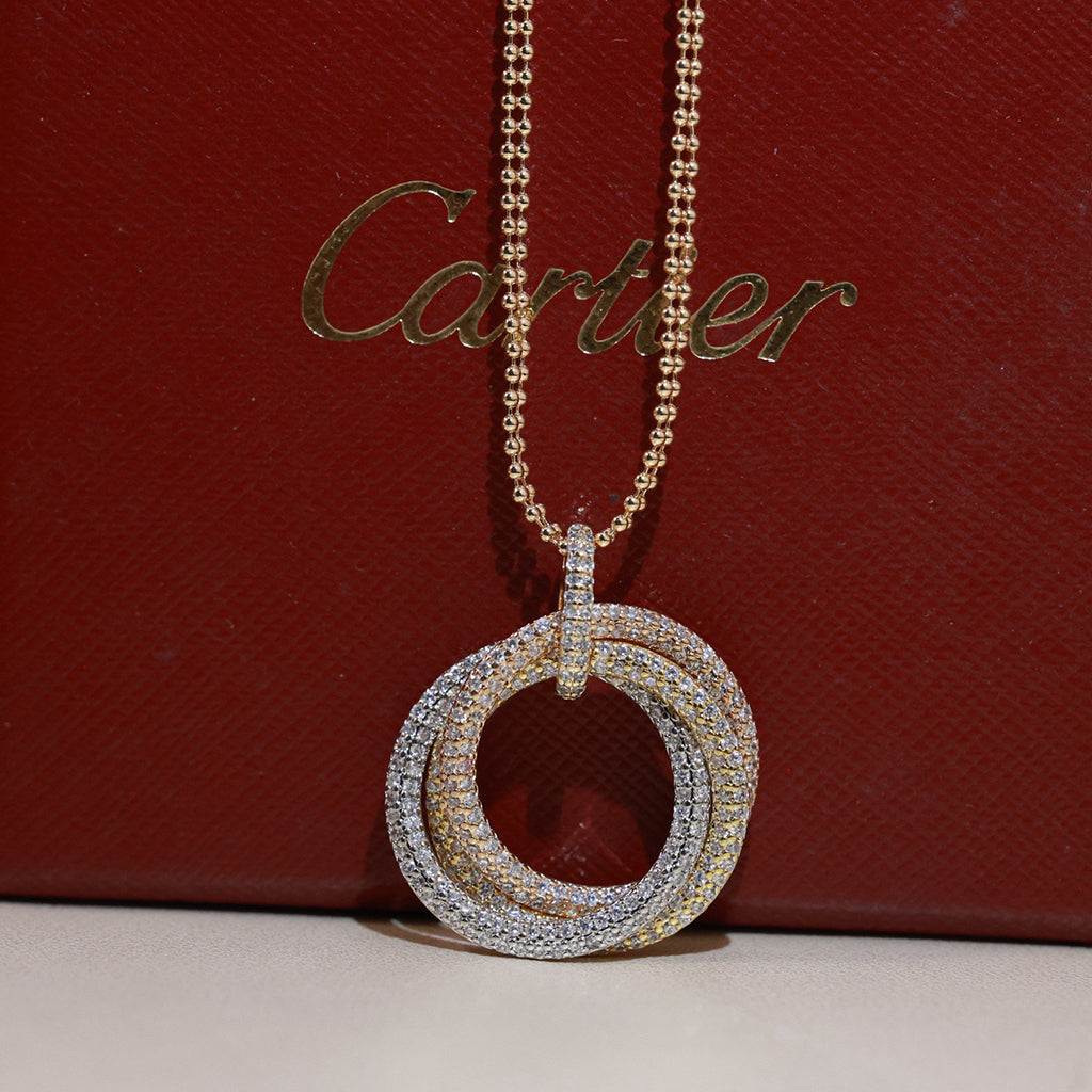 [Angela Jewelry]TRINITY LARGE FULL DIAMOND  NECKLACE