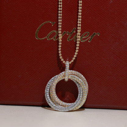 [Angela Jewelry]TRINITY LARGE FULL DIAMOND  NECKLACE
