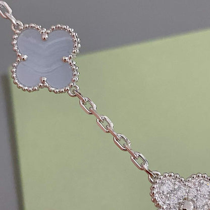 [Angela Jewellery]CLOVER  5 MOTIF DIAMOND PURPLE CHALCEDONY BRACELET SILVER
