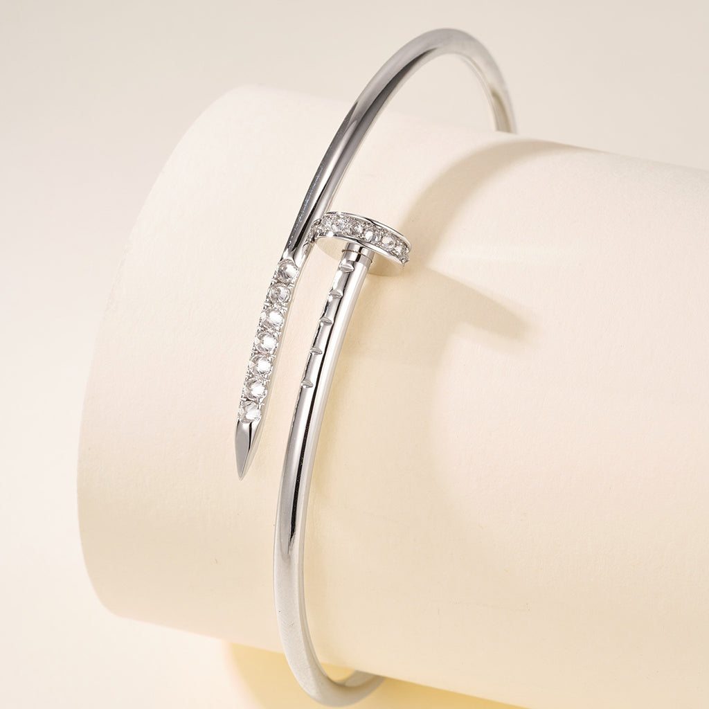 [Angela Jewelry] JUSTE Diamond & LOVE Diamond-Paved Bracelet Stack Set