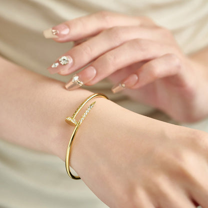 [Angela Jewelry] JUSTE Diamond & LOVE Diamond-Paved Bracelet Stack Set
