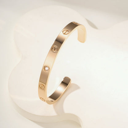 [Angela Jewelry]LOVE BRACELET 6.1MM 1 DIAMOND OPEN CUFF