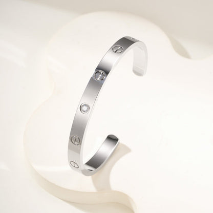 [Angela Jewelry]LOVE BRACELET 6.1MM 1 DIAMOND OPEN CUFF