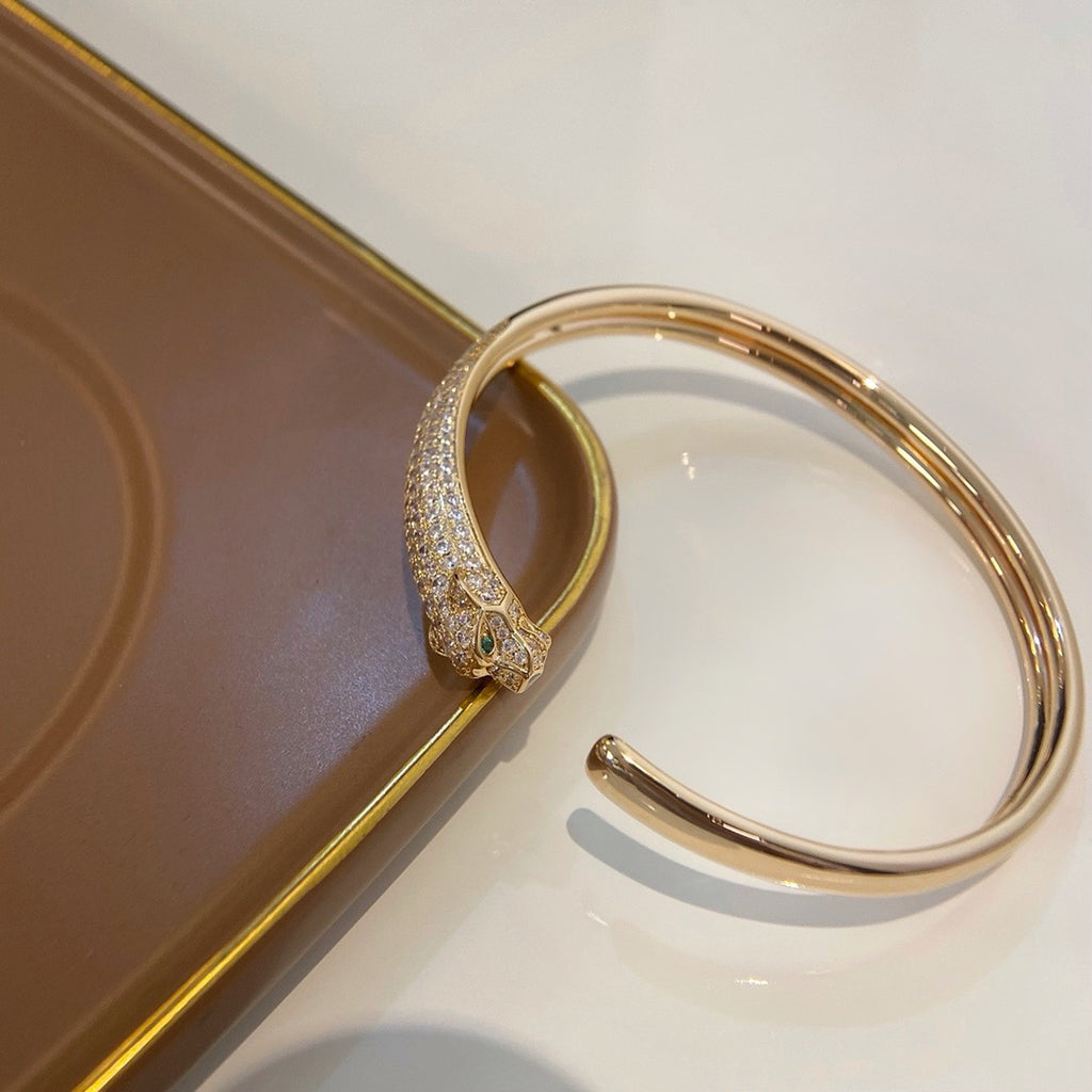 [Angela Jewelry]PANTHERE HALF DIAMOND OPEN BRACELET