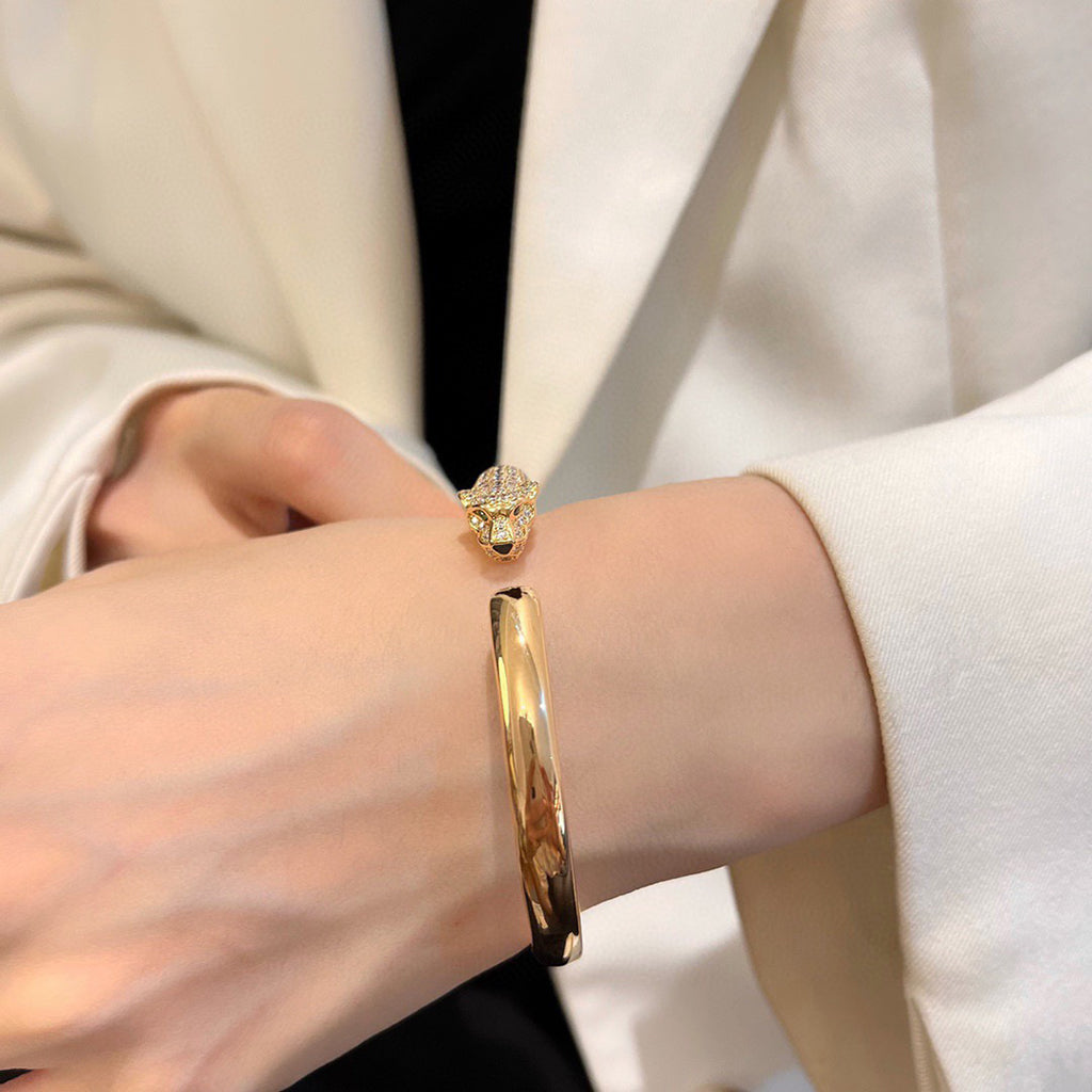 [Angela Jewelry]PANTHERE HALF DIAMOND OPEN BRACELET