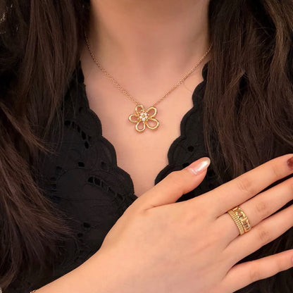 [Angela Jewelry]FLOWERLACE NECKLACE 5 DIAMONDS