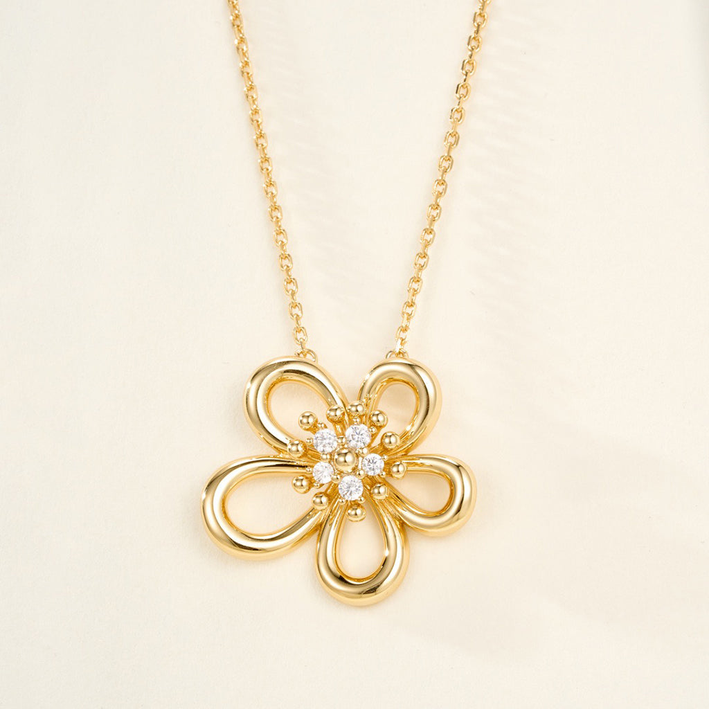 [Angela Jewelry]FLOWERLACE NECKLACE 5 DIAMONDS