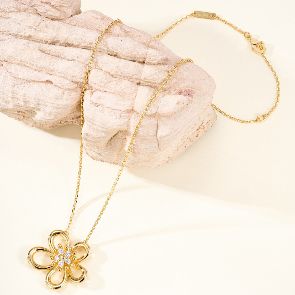 [Angela Jewelry]FLOWERLACE NECKLACE 5 DIAMONDS