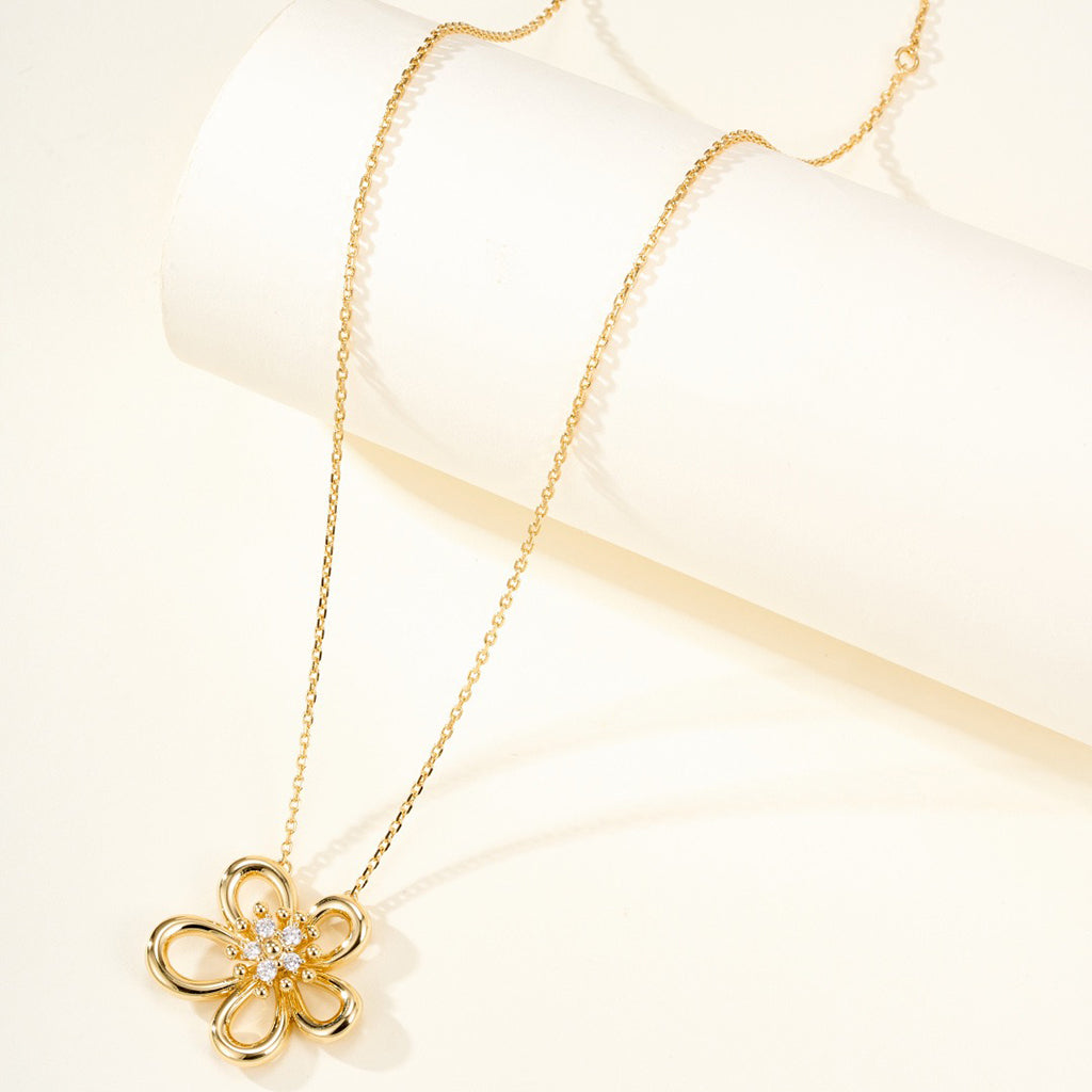 [Angela Jewelry]FLOWERLACE NECKLACE 5 DIAMONDS