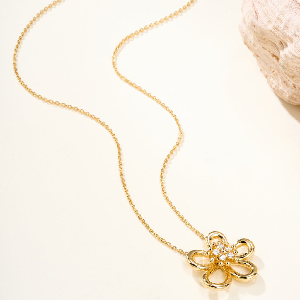 [Angela Jewelry]FLOWERLACE NECKLACE 5 DIAMONDS