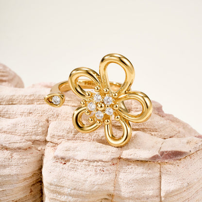 [Angela Jewelry]  FLOWERLACE OPEN RING 5 DIAMONDS