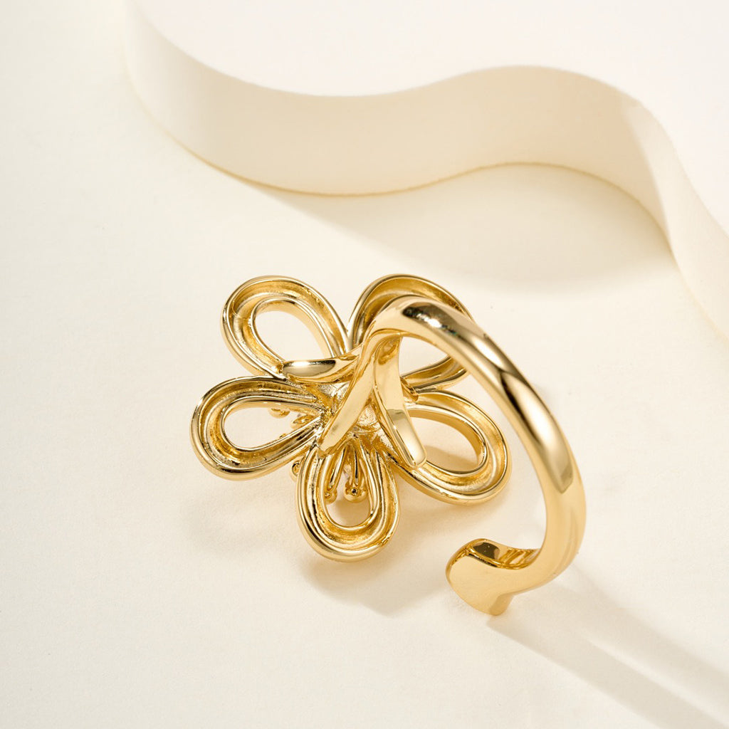 [Angela Jewelry]  FLOWERLACE OPEN RING 5 DIAMONDS