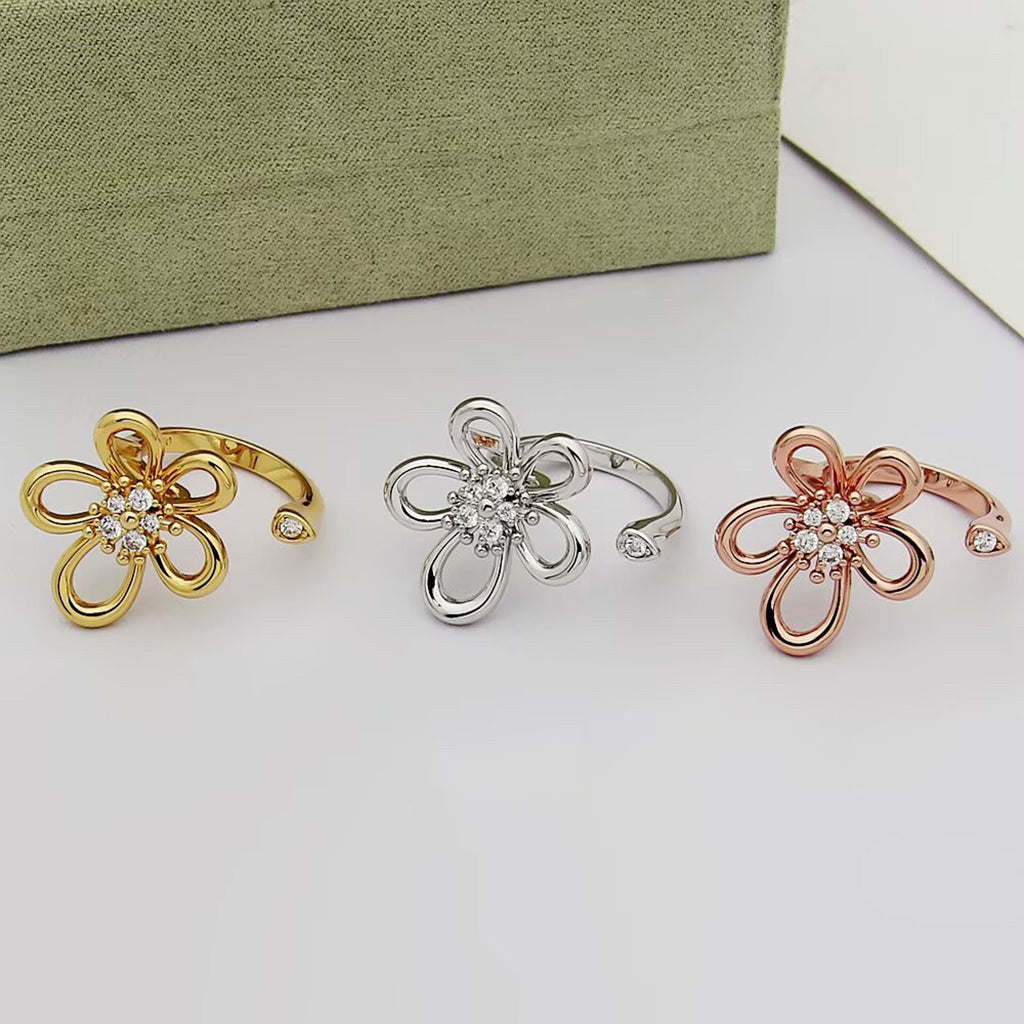 [Angela Jewelry]  FLOWERLACE OPEN RING 5 DIAMONDS