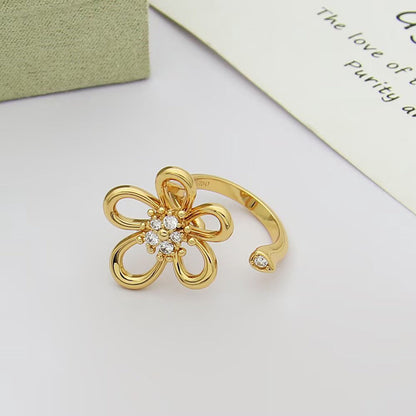[Angela Jewelry]  FLOWERLACE OPEN RING 5 DIAMONDS