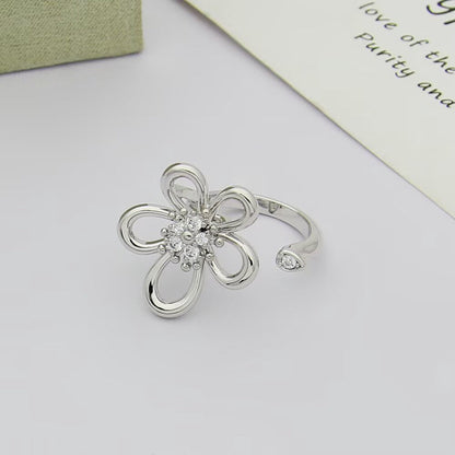 [Angela Jewelry]  FLOWERLACE OPEN RING 5 DIAMONDS