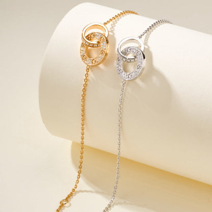 [Angela Jewelry]LOVE DOUBLE RING FULL DIAMOND BRACELET