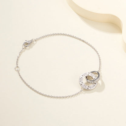 [Angela Jewelry]LOVE DOUBLE RING FULL DIAMOND BRACELET