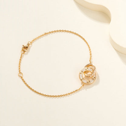 [Angela Jewelry]LOVE DOUBLE RING FULL DIAMOND BRACELET