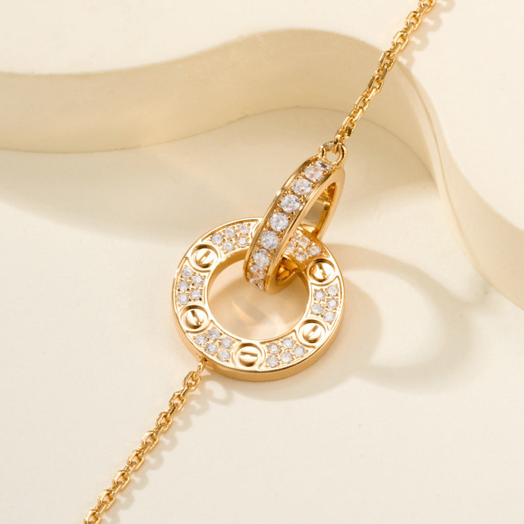 [Angela Jewelry]LOVE DOUBLE RING FULL DIAMOND BRACELET
