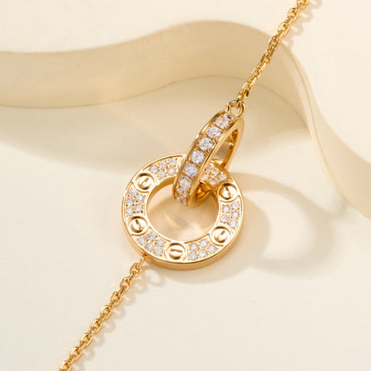 [Angela Jewelry]LOVE DOUBLE RING FULL DIAMOND BRACELET
