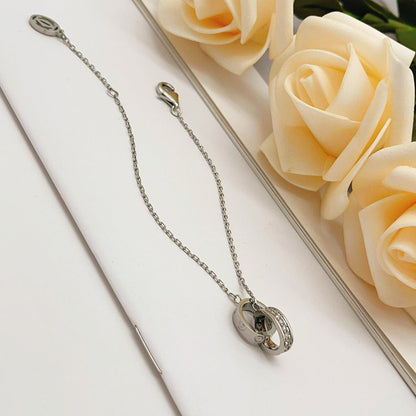 [Angela Jewelry]LOVE DOUBLE RING HALF DIAMOND BRACELET