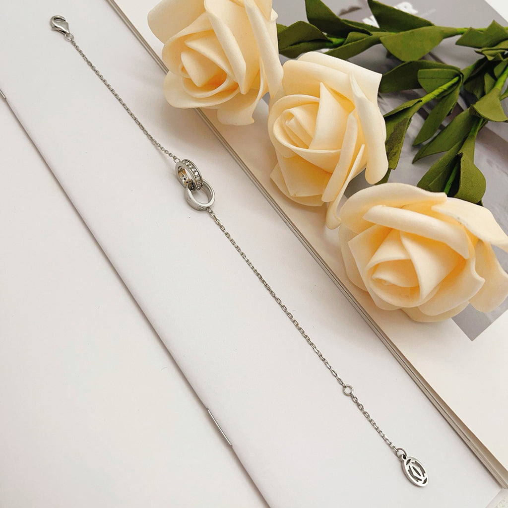 [Angela Jewelry]LOVE DOUBLE RING HALF DIAMOND BRACELET