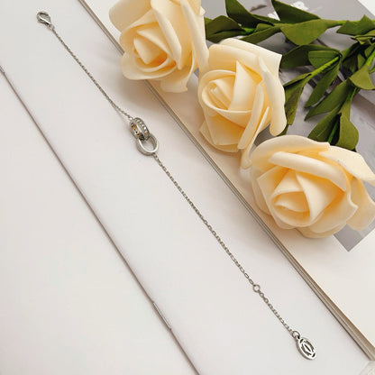 [Angela Jewelry]LOVE DOUBLE RING HALF DIAMOND BRACELET