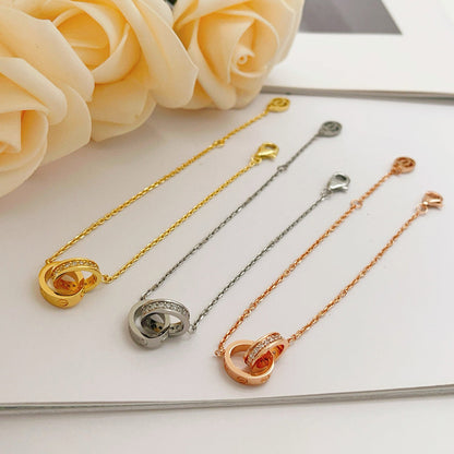 [Angela Jewelry]LOVE DOUBLE RING HALF DIAMOND BRACELET