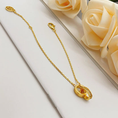 [Angela Jewelry]LOVE DOUBLE RING HALF DIAMOND BRACELET