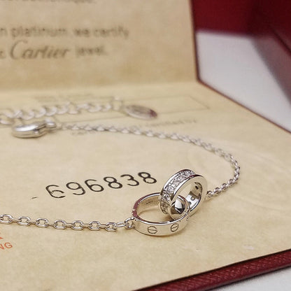 [Angela Jewelry]LOVE DOUBLE RING HALF DIAMOND BRACELET