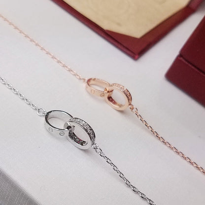 [Angela Jewelry]LOVE DOUBLE RING HALF DIAMOND BRACELET