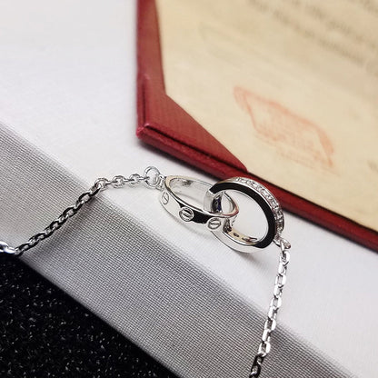 [Angela Jewelry]LOVE DOUBLE RING HALF DIAMOND BRACELET