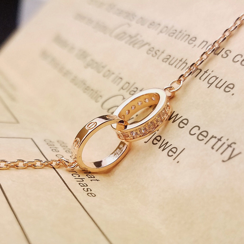 [Angela Jewelry]LOVE DOUBLE RING HALF DIAMOND BRACELET