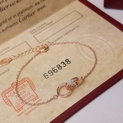 [Angela Jewelry]LOVE DOUBLE RING HALF DIAMOND BRACELET