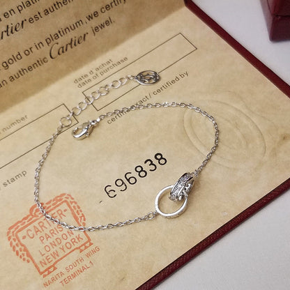 [Angela Jewelry]LOVE DOUBLE RING HALF DIAMOND BRACELET