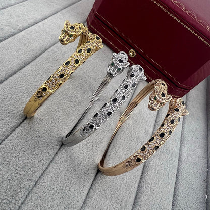 [Angela Jewelry]PANTHERE DOUBLE HEADED HALF DIAMOND OPEN BRACELET