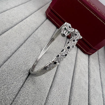 [Angela Jewelry]PANTHERE DOUBLE HEADED HALF DIAMOND OPEN BRACELET