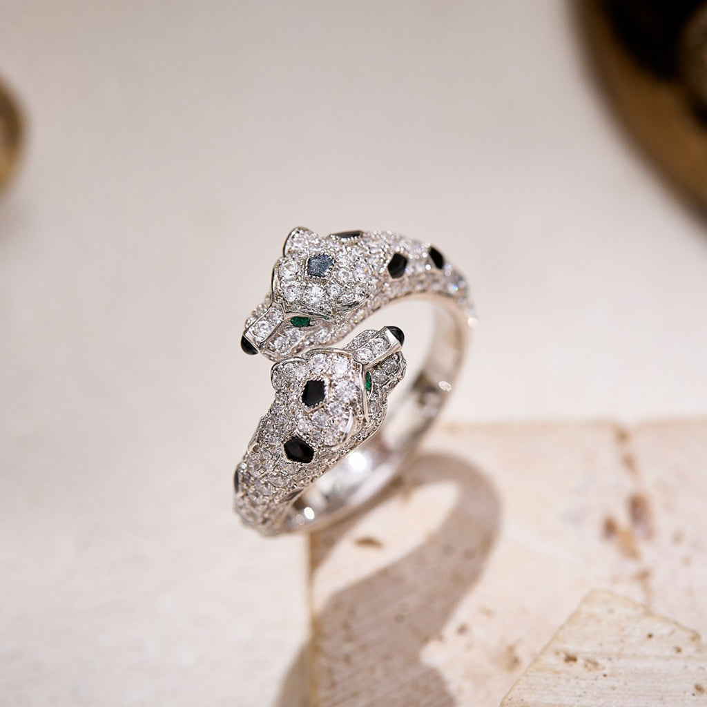 [Angela Jewelry]PANTHERE DOUBLE HEADED FULL DIAMOND  RING