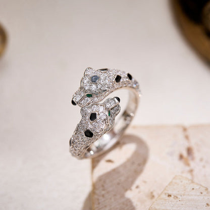[Angela Jewelry]PANTHERE DOUBLE HEADED FULL DIAMOND  RING