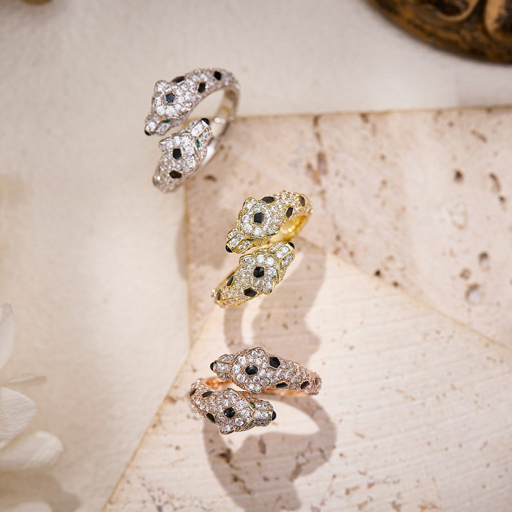 [Angela Jewelry]PANTHERE DOUBLE HEADED FULL DIAMOND  RING