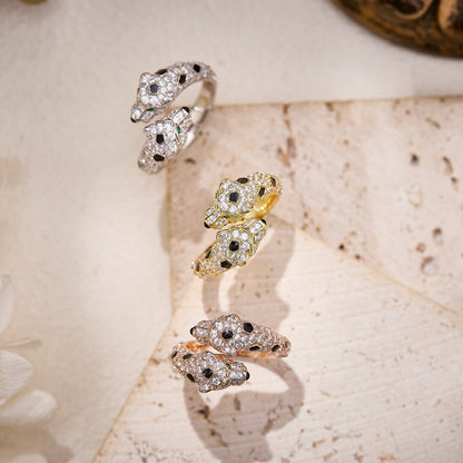 [Angela Jewelry]PANTHERE DOUBLE HEADED FULL DIAMOND  RING