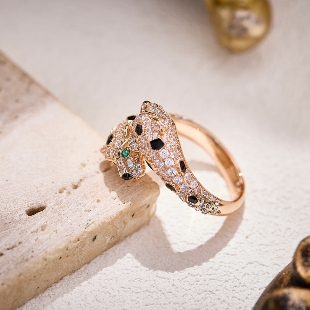 [Angela Jewelry]PANTHERE DOUBLE HEADED FULL DIAMOND  RING