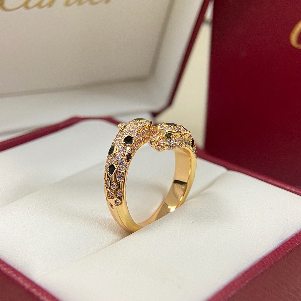 [Angela Jewelry]PANTHERE DOUBLE HEADED FULL DIAMOND  RING