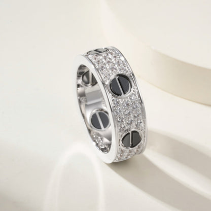 [Angela Jewelry]LOVE RING 5.5MM DIAMONDS PAVED CERAMIC