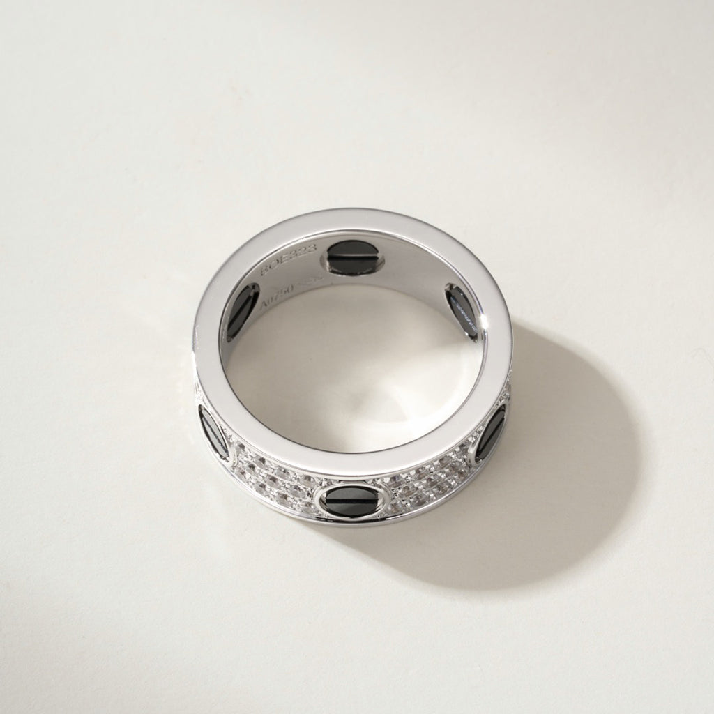 [Angela Jewelry]LOVE RING 5.5MM DIAMONDS PAVED CERAMIC
