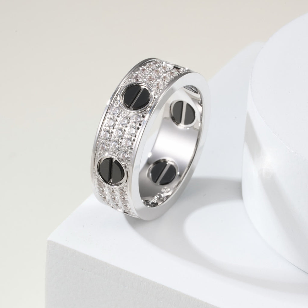 [Angela Jewelry]LOVE RING 5.5MM DIAMONDS PAVED CERAMIC